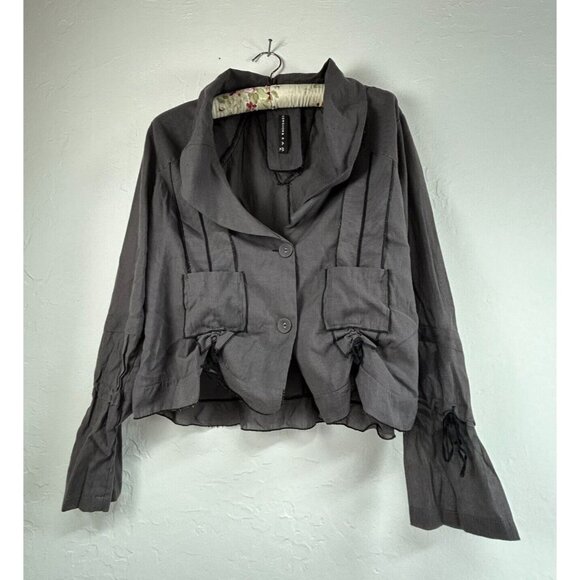 Gershon Bram Women's Full Length Flutter Sleeve Jacket Button Down Size XL Black